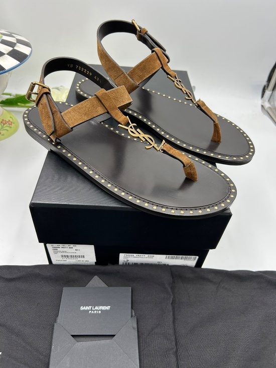 Men’s Saint Laurent CASSANDRE YSL Studded Sandals   Size 42.5/9.5 US main image 9